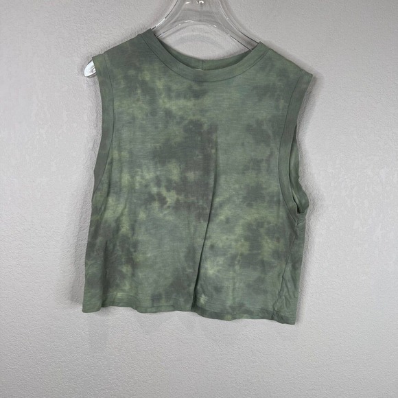 LNA Womens Garçon Tank Top Size Medium Green Tie Dye Sleeveless Crewneck Cropped - Picture 1 of 11